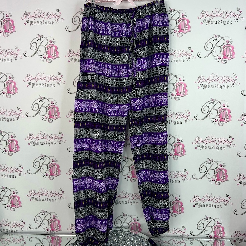 Pants elephants Thailand India classic harem Purple and Black Women's Pants